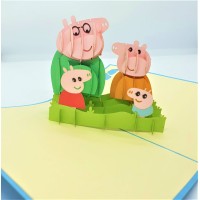 Handmade 3d Pop Up Card Peppa Pig Kid Child Birthday Party Invitation Father's Day Mother's Day Anniversary Baby Shower Birth